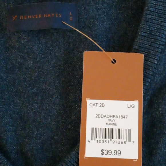 Denver Hayes navy v-neck sweater Size Large NWT - Picture 5 of 7